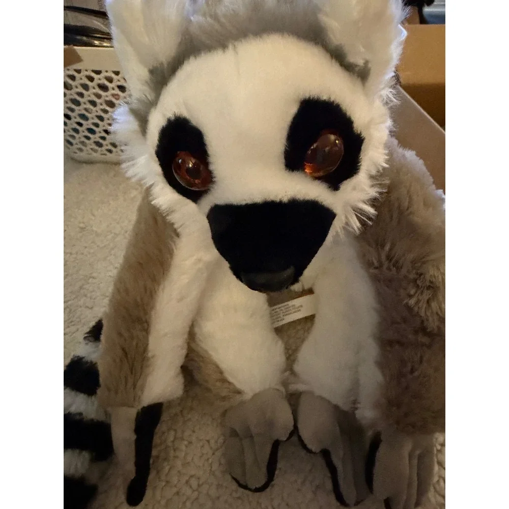 Wild Republic Lemur Plush Kids Small Grey Excellent Ring-Tailed Striped Tail Toy